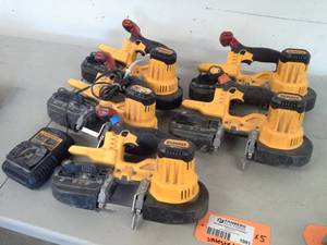 lot 1081 image: Lot of (5) DeWalt 20VDC Cordless Band Saw DCS371,  Charger