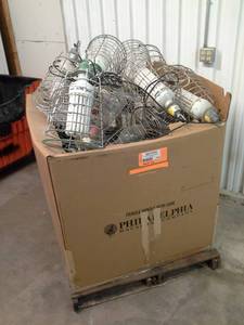 lot 1094 image: Lot of (Approximately 36) Commercial 200W Cage Lighting Ballasts with Fluorescent Bulbs, Wiring