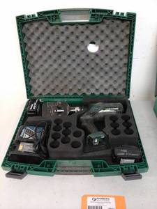 lot 2001 image: Greenlee Gator 18VDC Cordless Cable Cutter, 2-Makita 18VDC Batteries, Makita Charger DC18RC, Padded Carry Case