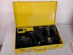lot 2023 image: Rems Accu Press 14.4VDC, Accessories, 2-Batteries, Charger, Metal Case