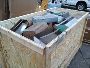 lot 2056 image: Wood Crate with Various Metal Tool CaddyTool Boxes
