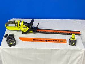 lot 50 image: RYOBI ONE 22 CORDLESS HEDGE TRIMMER