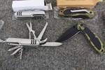 4 Brand New Knives - Stainless and Camo Folding Knives
