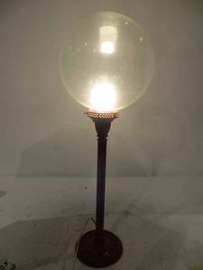 lot 20 image: Red Retro Lamp with Round Glass
