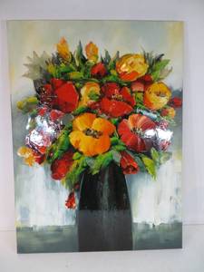 lot 24 image: Artwork Featuring Red & Orange Flowers