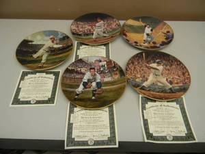 THE BRADFORD EXCHANGE - GREAT MOMENTS IN BASEBALL LIMITED EDITION PLATES - DIZZY DEAN, BILLY MARTIN, JACKIE ROBINSON, STAN MUSIAL, BILL MAZEROSKI - STILL IN BOX - WCOA - SEE PICTURES