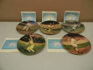 THE BRADFORD EXCHANGE - THE LEGENDS OF BASEBALL LIMITED EDITION PLATES - SHOELESS JOE JACKSON, MEL OTT, WALTER JOHNSON, TY COBB, ROGERS HORNSBY  - STILL IN BOX - WCOA - SEE PICTURES