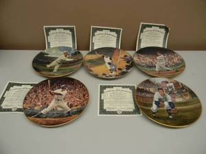 THE BRADFORD EXCHANGE -  GREAT MOMENTS IN BASEBALL COLLECTION LIMITED EDITION PLATES - JACKIE ROBINSON, BILLY MARTIN, DIZZY DEAN, STAN MUSIAL, BILL MAZEROSKI - STILL IN BOX - WCOA - SEE PICTURES