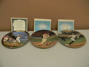 THE BRADFORD EXCHANGE -  BASEBALL COLLECTION LIMITED EDITION PLATES - TED WILLIAMS, JIMMIE FOX, TY COBB - ALL IN BOX - WCOA - SEE PICTURES