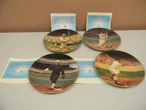 THE BRADFORD EXCHANGE -  BASEBALL COLLECTION LIMITED EDITION PLATES - MEL OTT, CHRISTY MATHEWSON, JIMMIE FOX, ROGERS HORNSBY  - ALL IN BOX - WCOA - SEE PICTURES