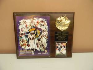 NICE MINNESOTA VIKINGS 1998 CENTRAL DIVISION CHAMPS PLAQUE - VERY COOL - SEE PICTURES