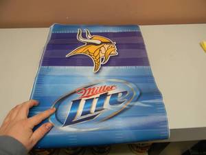 3 NOS - MINNESOTA VIKING MILLER LITE GRAPHIC ADVERTISING FOR FLOOR - APPROX 17 BY 24 - SEE PICTURES