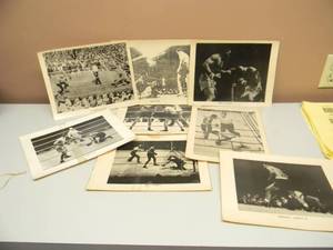 8 - VINTAGE IMAGES FROM A OLD BOXING GYM - DEMPSEY, MARCIANO, FOREMAN, FRAZIER, BAER & MORE - SEE PICTURES