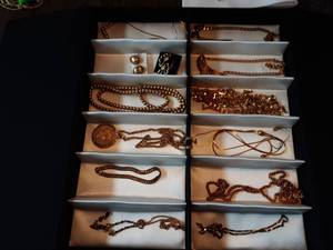 lot 35 image: Lot Of Assorted Gold Tone Necklaces & Jewelry