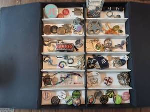 lot 45 image: Lot Of Buttons, Key Chains, Beaded Jewelry, Body Jewelry, Tokens, Rocks, Misc.