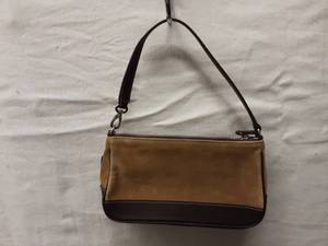Coach 2-Tone Beige SuedeBrown Leather Handbag