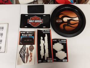 Harley Davidson Clock, License Plate, Stickers, Other Leather Wallet