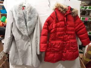 Grey Guess Coat Size XL, Roca Wear Red Coat Size 1X (No Belt)