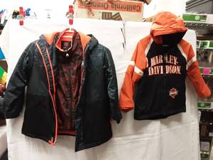 Boys Swiss Tech 2 Piece Jacket Size 6-7 & Reversible Harley Davidson Jacket