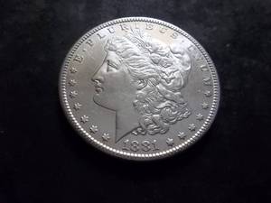 lot 9 image: 1881 S Morgan Silver Dollar