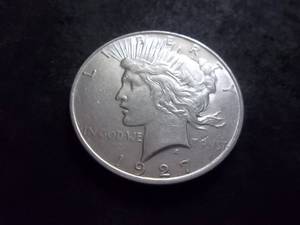 lot 53 image: 1927 D Peace Silver Dollar