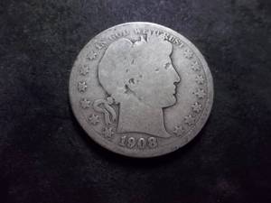 lot 61 image: 1908 O Barber Half Dollar