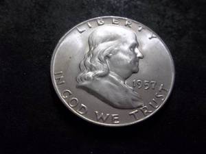 lot 99 image: 1957 D Franklin Half Dollar