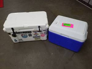 lot 3 image: Lot of (2) Yeti Tundra 45 and Coleman Chest Cooler
