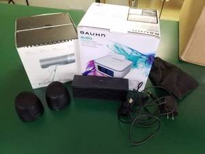 lot 17 image: Bauhn Audio Speaker Dock, iHome Satellite Speakers, Power Cords, Apple iSight Camera