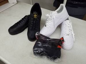lot 28 image: AdidasNike Mens Sport Shoes 2-Pair Size 1111.5, No-Show Mens 8-12 Black Ankle Socks