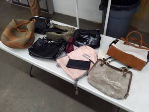 lot 30 image: Womens Purses, Handbags, Backpack, Collapsible Umbrella