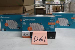 lot D61 image: EcoSmart 4 in. White Integrated LED Recessed Trim, Soft White (4-Pack)