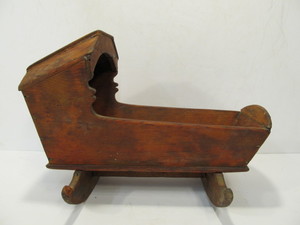 lot 68 image: Antique Folk Art Hand Made Doll Bassinet