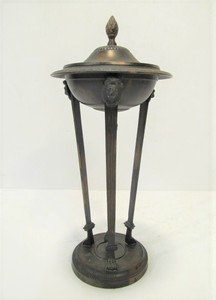 lot 76 image: Antique Lidded Brass Ashtray or Pedestal Bowl