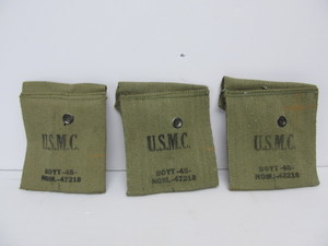 lot 18 image: Lot of 3 Original WW2 1945 US MARINES Ammo Pouches - Boyt