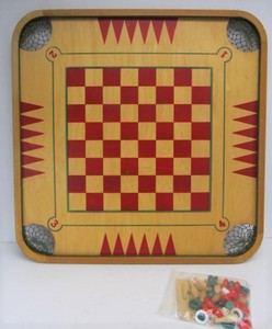 lot 196 image: Vintage Carrom Game Board wGame Pieces