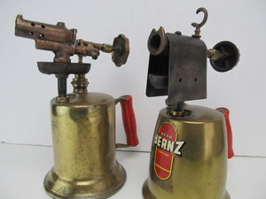 lot 201 image: Pair of old Vintage Industrial Brass Blowtorches