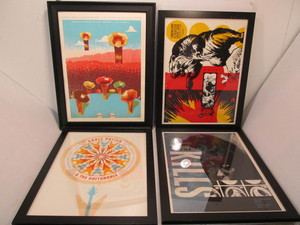 lot 168 image: Lot of 4 Quality LithographedScreenprint Concert Posters -  Artist signed & Numbered
