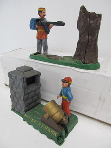 lot 113 image: 2 Antique Style Cast Iron Mechanical Coin Banks