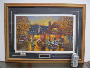 lot 275 image: Framed Signed DAVE BARNHOUSE Harley Davidson Print - Picture Perfect