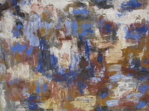 lot 116 image: Framed Vintage Acrylic on Burlap Abstract Painting by MN Artist Egil Jonsson