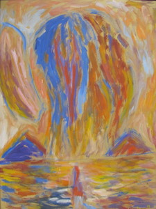 lot 117 image: Framed Oil on Board Painting by MN Artist Egil Jonsson - Icelandic Wind God