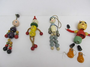lot 233 image: 4 Original 1920s-30s Jointed Wooden Toy Tinkers Wooden Toys 
