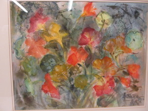 lot 311 image: Colorful Vintage Signed Watercolor Painting by Cathy Atwater - Spring Song
