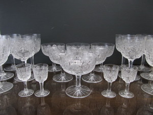 lot 316 image: Large Lot of Quality Matching Brilliant Cut Crystal Stemware