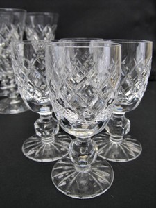 lot 318 image: 2 Sets of Quality Vintage Cut Crystal Cordial Glasses including Waterford
