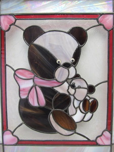 lot 327 image: Stained Glass Teddy Bear Wall Hanging