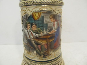 lot 343 image: Antique Hand Painted German 12 Liter Beer Stein
