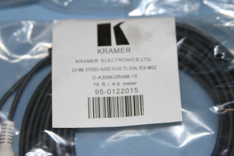 lot 46 image: Lot of Seven (7) Kramer Professional 3.5mm to 2 RCA (Stereo) Breakout Cables - New