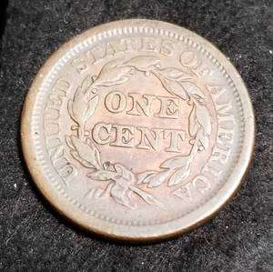 lot 04 image: 1851 US BRAIDED HAIR LARGE CENT XF